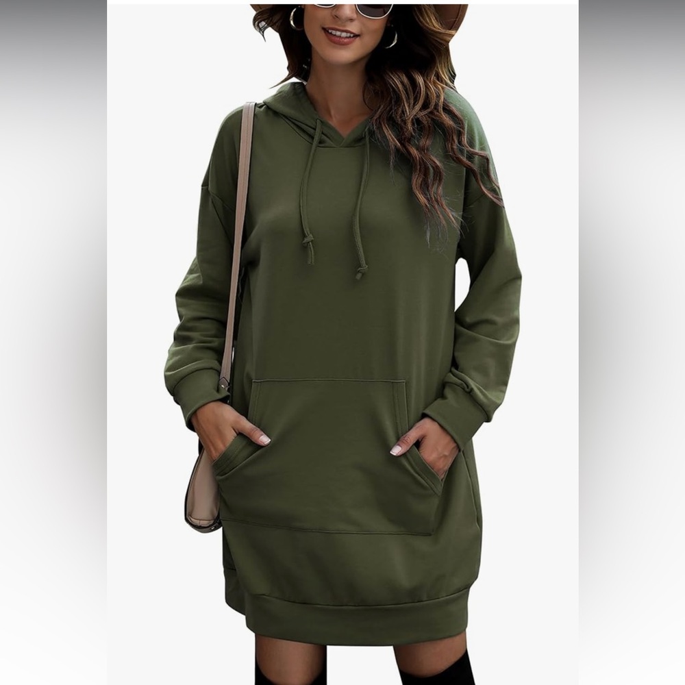 Olive Green Hoodie Dress